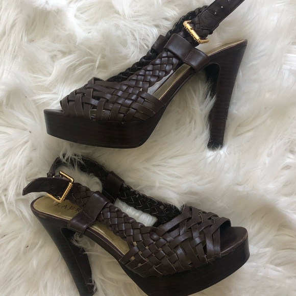 Ralph Lauren Shoes - Ralph Lauren brown braided leather heels size 9